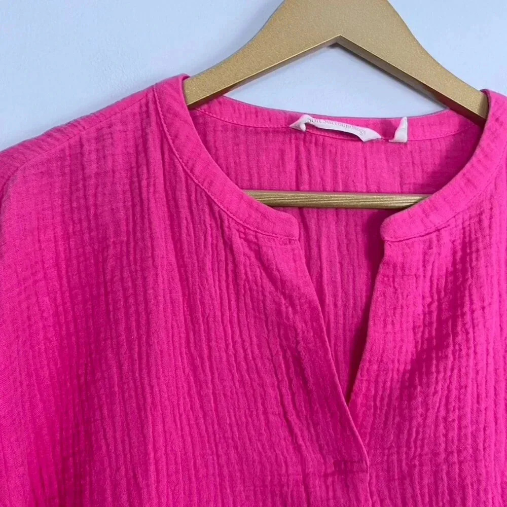 Soft Surroundings Pink Cotton Gauze Popover Tunic Top - Picture 8 of 13